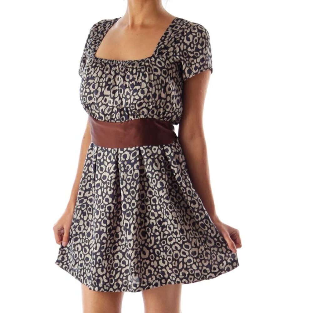 Happie Loves It Navy Animal Print Mini Dress